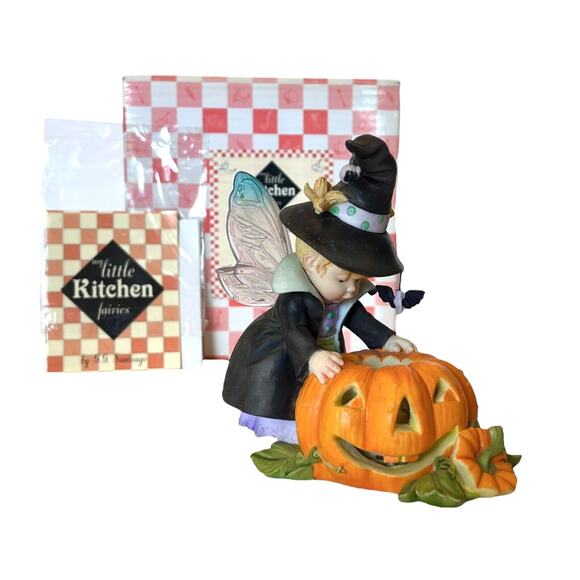 My Little Kitchen Fairies JACK O LANTERN FAIRY Lite Up Pumpkin Witch Fairy Girl - Picture 11 of 11